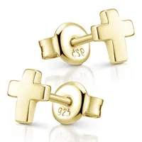 MATERIA by Matthias Wagner Kreuz Ohrringe Gold - 925 Silber Ohrstecker SO-440-Gold