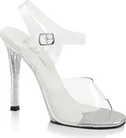 GALA-08MG Fabulicious High-Heels Knöchelriemchen Sandaletten klar mit Miniglitter