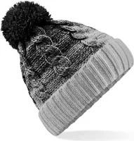 Beechfield Uni Bommelmütze mit Farbverlauf RW5808 (Einheitsgröße) (Schwarz/Hellgrau)