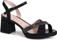 topschuhe24 3145 Damen Glitzer Riemchen Sandaletten , Farbe:Schwarz, Größe:37 EU