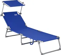 CASARIA® Sonnenliege Wetterfest Gartenliege Klappbar mit Alu Sonnendach 120kg Belastbar 195x60cm Tragbar Leicht Garten Liegestuhl Klappliege Pool Blau