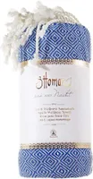 GREENDOOR Hamam Tuch Rautenmuster blau
