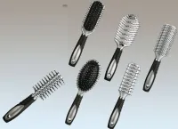 Haarbürsten Set rund oval Kunststoff Silber Schwarz 6-fach sortiert 6 Stück
