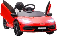 Elektryczny samochód dla dzieci HOMCOM 12V, pojazd elektryczny LAMBORGHINI AVENTADOR SVJ ROADSTER z pilotem 2.4G, samochód dla dzieci z odtwarzaczem MP3, klaksonem, światłami, dla dzieci w wieku 3-5 lat, czerwony