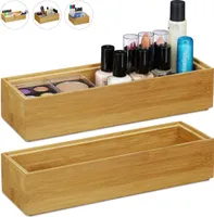 relaxdays 2 x Ordnungsbox Bambus