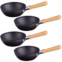 4x Syntrox Universal Wok Grill Pfännchen mit Bambus Griff