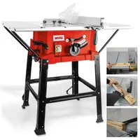HECHT 8254 Tischkreissäge mit Gestell | 2000W 230V | 2 x 254 mm Ø Sägeblatt | Tischverbreiterung & Schiebestock