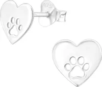 Ohrstecker 925 Sterling Silber Herz mit Pfote