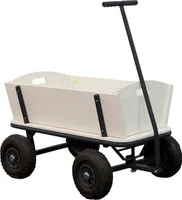 SUNNY Billy Beach Wagon Bollerwagen in Anthrazit | Kinder Handwagen aus Holz mit Luftreifen | Belastbar bis 100  kg | 94x61x97cm