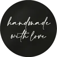 Aufkleber Handmade with love Schwarz | ⌀ 3cm Rund Etikett | DIY Selbstgesmachtes