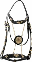 AMKA Portugiesische Trense Prunkzaum Barockzaum Barocktrense schwarz goldfarbener Beschlag in F/S