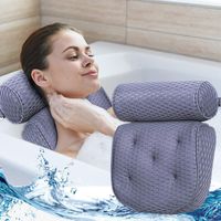 Rückenstützkissen Saugnapf 3D-Netz rutschfest Badezimmerkissen SZFREE Badewannenkissen ergonomische Kopfstütze weiß
