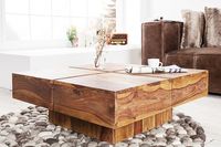 Massiver Design Couchtisch BOLT 80cm Sheesham stone finish Handmade Wohnzimmertisch Holz