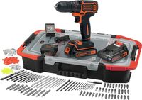 BLACK & DECKER 18V Lithium-Akku-Bohrmaschine - 2 x 1,5 Ah Akkus - Box mit 160 Zubehör -BDCDC18BAST