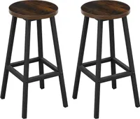 Klihome Barhocker rund, mit Metallgestell, Fußstütze, für Bar Kücheninsel Esszimmer, Vintagebraun