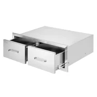 VEVOR BBQ zásuvka 75 x 25 cm - Dvojité horizontálne zásuvky z nehrdzavejúcej ocele, odolné s integrovanou úložnou skrinkou - ideálne pre vonkajšie kuchyne