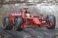 3D Metallbild Rennwagen