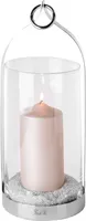 LONIDA Windlicht mit Glas - H.36cm x D.15cm - silber - Edelstahl /Glas