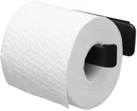 Tiger Tess Toilettenpapierhalter, Montage zum Kleben oder Schrauben, Kunststoff, Farbe Schwarz, 145x45x81 mm