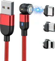 AS Magnetický nabíjecí kabel USB s rotací 360° pro Micro USB typu C pro Android 2M červený