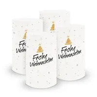 itenga 6x Windlicht klein Frohe Weihnachten für Winter Advent, 10,0 cm