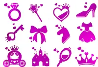 Oblique Unique Temporäre Klebetattoos Tattoo Set Prinzessin mit Glitzereffekt JGA pink