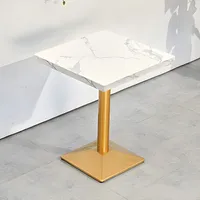 360Home Gastronomiemöbel Cafe Bar Restaurants Hotel Einrichtung Quadratischer Tisch Bistrotisch Weiß gold HMJT 60*60*75cm A