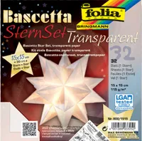 folia Faltblätter Bascetta-Stern weiß-transparent 115 g/qm 150 x 150 mm 32 Blatt
