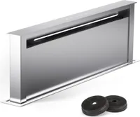 Klarstein Downdraft-Dunstabzugshaube 90cm, Versenkbare Dunstabzugshaube Abluft/Umluft für die Küche, Schmale Umluft-Abzugshaube ohne Rohr, 576m³/h Luftstrom, LED-Beleuchtung & Touch-Bedienfeld