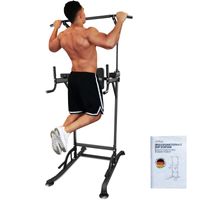 DH FitLife Power Tower Dip Station | Power Rack mit Klimmzugstange, Dip Barren u. Rückentrainer | Kraftstation Kraftturm | Fitness Station |