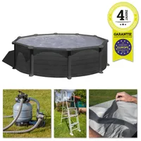 GRE Runder Stahlwandpool mit Graphiteoptik Ø 460 x 120 cm KIT460GF
