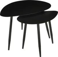 Mica Decorations Beistelltisch – 2er Set – L80 x B60 x H47 cm – Metall – Schwarz