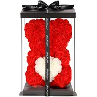 Springos® medvídek z růží se srdcem v dárkové krabičce 25 cm