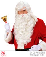 Weiße Langhaarperücke mit Bart für Zauberer Weihnachtsmann Greis Merlin Opa 