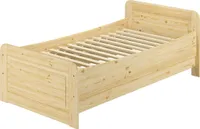 Seniorenbett extra hoch 90x200 Einzel Holzbett Gäste Massivholz Kiefer Zubehör wählbar V-60.42-09Rollrost inkl.