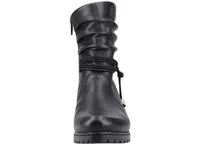Rieker Damen Stiefelette Kordel Profilsohle Blockabsatz Warmfutter Y17R2, Größe:41 EU, Farbe:Schwarz