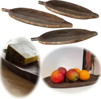 LS-LebenStil 3x Holz Tablett Braun Mango 30-50cm Serviertablett Servierbrett Obstschale Servierschale Betttablett Tapas Schale Käse Käsebrett Deko