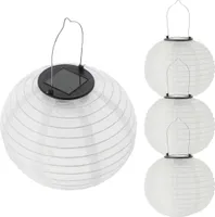 LED Solar Lampion aus Nylon - 4 Stück 20 cm - Garten Deko Beleuchtung warm weiß - Solarleuchte Laterne Leuchtkugel Dekoleuchte Partylicht für Außen wetterfest