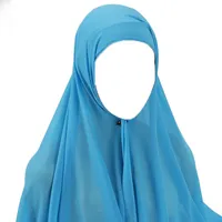 Kopftuch für Damen Lang Muslim Hijab Türkisch Khimar Schal Kopfbedeckung Damen Tuch Schal Blau