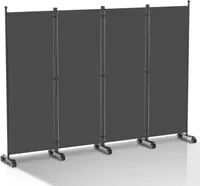 TolleTour Paravent auf Rollen Outdoor Raumteiler Garten Spanische Wand Trennwand Raumtrenner 4 teilig Anthrazit 228x181 cm