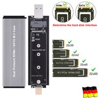 M.2 NVME PCI-E SSD zu USB 3.1 Typ-C Gehäuse Konverter Adapter für M/B+M Key NVME, kompatibel mit SATA SSD von 2242/2260/2280