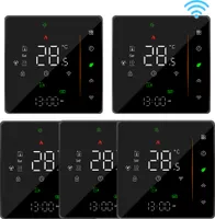 5X WiFi Intelligent Raumthermostat Thermostat, WiFi elektrische Fussbodenheizung APP Control Voice Heizung Kompatibel mit Alexa/Google für zu Hause 16A - Schwarz