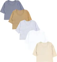 TupTam Baby Jungen Langarmshirt 5er Pack, Farbe: Grau Beige Uni Mix, Größe: 68