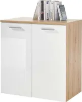 Kommode - Weiß glänzend - Artisan Eiche Nachbildung - B 80 cm - 2 Türen