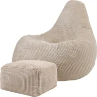 icon Sitzsack Bean Bag Dalton mit Hocker, Beige, Cord, Groß, Sitzsäcke Für Das Wohnzimmer, Schlafzimmer, Sitzsack-Sessel Für Erwachsene - Hergestellt in Deutschland