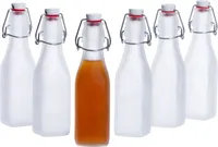zestaw 6 kwadratowych butelek Swing 250ml Opakowanie z mrożonego szkła Ocet Olej Mleko Półprzezroczysty