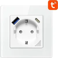 Smarte Steckdose mit USB-C und USB-A - 16A, WLAN, Tuya