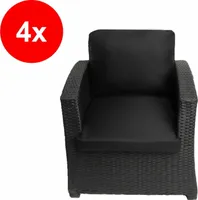 Polyratanový polštář na křeslo 4ks Černý 56x52/56x50cm Ratanové polštáře na křesla Polštář na zahradní židle Polštáře na zahradní nábytek Mix
