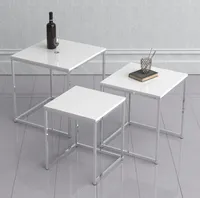 VCM 3-tlg. Set Beistelltisch | Couchtisch schlicht | Sofatisch aus Metall und MDF | Kaffeetisch - Glisal