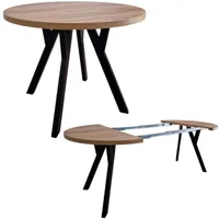 Giuseppe Runder Ausziehbarer Esstisch Durchmesser 100 / 150 / 200 cm,  Platz für 4-10 Personen Skandinavische LOFT Craft Goldoptik Schwarze Holzbeine